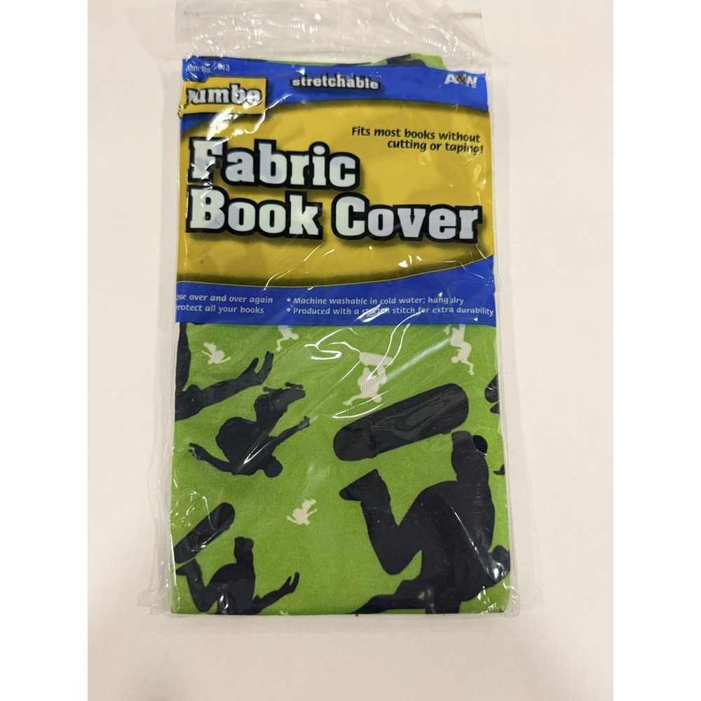 Book Covers Stretch Fabric Adjustable School Textbook Protector Green Skater
